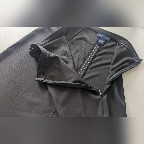 Ann Taylor Dark Brown Boat Neck Blouse/Skirt. White Stitching Detailing. Vintage - Picture 9 of 16